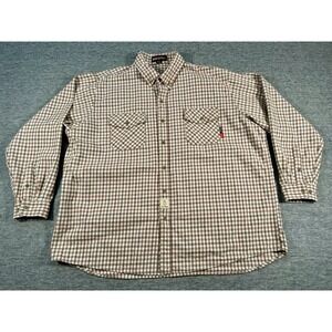 Bocomal FR Flannel Shirt Mens XXXXL Brown White Plaid Workwear CAT2 Safety PPE